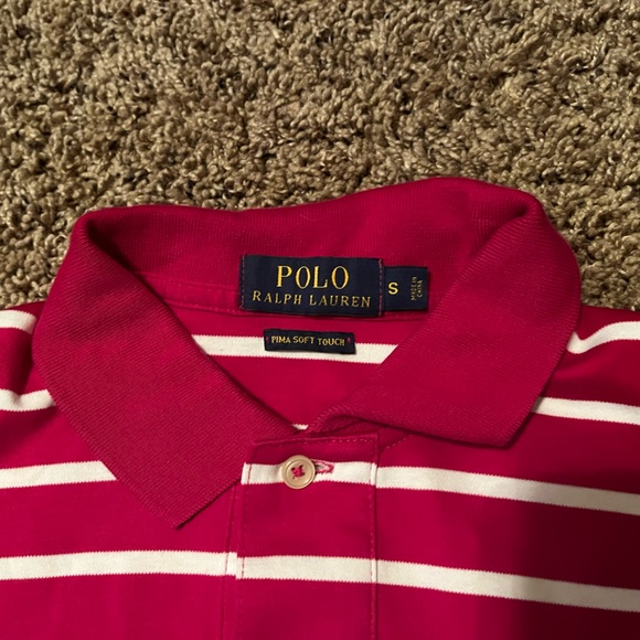 Polo Ralph Lauren Pink & White Striped Polo Shirt (S) - Picture 3 of 4